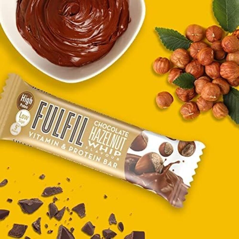 Protein Bar (15 X 55G Bars)  Chocolate Hazelnut Whip Flavour 20G High Protein, 9 Vitamins, Low Sugar